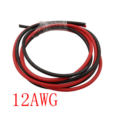 1Meter Black+1Meter Red 12AWG Ultra Flexible Heat-resistant Silicone Wire 12 Gauge Heatproof Soft Silicone Silica Gel Wire Cable ► Photo 1/3