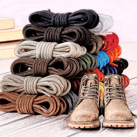2 Pairs Solid Round Pure Off White Round Shoelaces Beige Laces Durable Polyester Lace Boots Martin Boots Hiking Snow Lace Shoes ► Photo 1/6