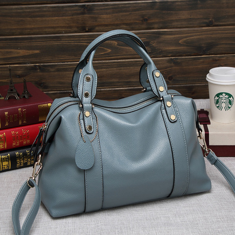 Female Large Capacity Top-handle Bags High Quality Leather Women Handbags Luxury Ladies Boston Bags Shoulder Crossbody Bags ► Photo 1/6