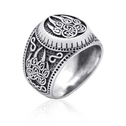 Retro domineering Thai silver two-color bear paw text geometric jewelry men's engagement wedding gift ring ► Photo 1/4