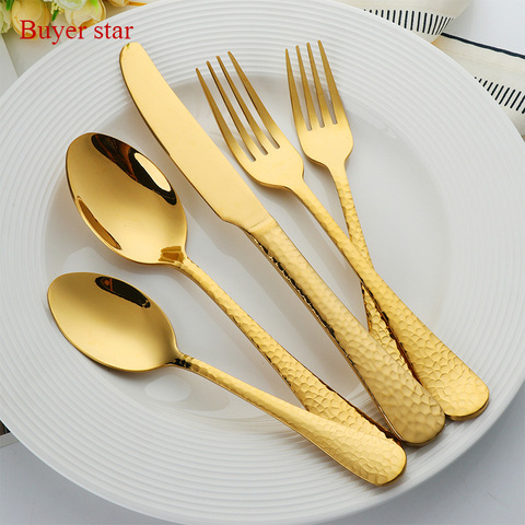 30 pcs Elegant Golden mirror gold cutlery Gold Plated 18/10 Stainless steel Dinnerware Set Dinner Fork Dining Knife Tablespoon ► Photo 1/6