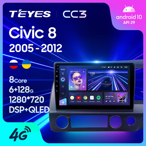 TEYES CC3 For Honda Civic 8 FK FN FD 2005 - 2012 Right hand driver Car Radio Multimedia Video Player Navigation stereo GPS Android 10 No 2din 2 din dvd ► Photo 1/6