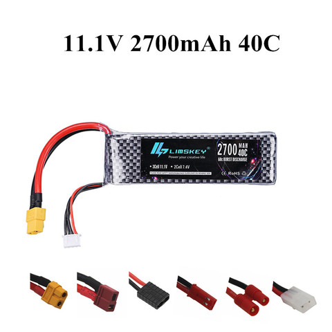 11.1V LiPo Battery For RC Car Airplane Helicopter High Power 11.1 v 2700mAh 3S Battery for RC toys accessories XT60 Plug 803496 ► Photo 1/5