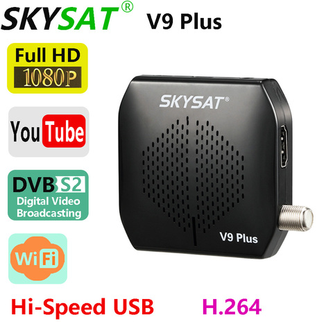 SKYSAT V9 Plus super mini DVB-S2 Receiver support smooth CCCamd Newcamd powervu Biss WiFi 3G USB PVR CS Set Top Box ► Photo 1/6
