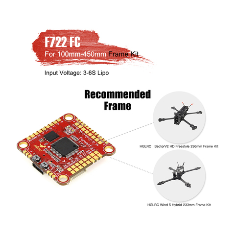 HGLRC Forward F722 F722 MINI 3-6S F7 Flight Controller STM32F722 RET6 for 100-450mm RC FPV Racing Drone ► Photo 1/4