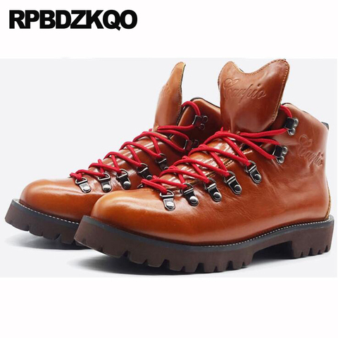 shoes booties plus size army military waterproof 2022 short luxury lace up brown combat genuine leather big men full grain boots ► Photo 1/6
