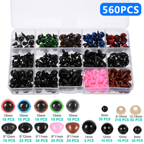 1 Box DIY Craft Eyes Sets 560Pcs Plastic Colorful Safety Eyes Noses For Doll Craft DIY Making For Tools Accessories ► Photo 1/6