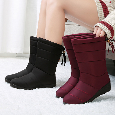 LAKESHI Mid-Calf Boots Waterproof Snow Boots Women Winter Boots for Women Shoes Fur Warm  Women Boots lightweight platform shoes ► Photo 1/6