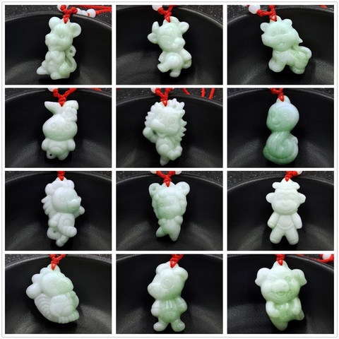 Natural White Jade Chinese Zodiac Pendant Necklace Fashion Charm Jewellery Accessories Hand-Carved Lucky Amulet Gifts for Women ► Photo 1/1