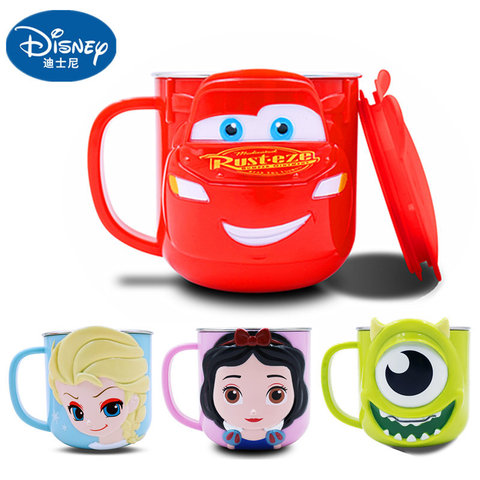 Disney 300ML Kids Drink Water Cups Children Baby Milk Cup Cartoon Creative  Baby Drinkware Juice Cup Stainless Steel Mugs