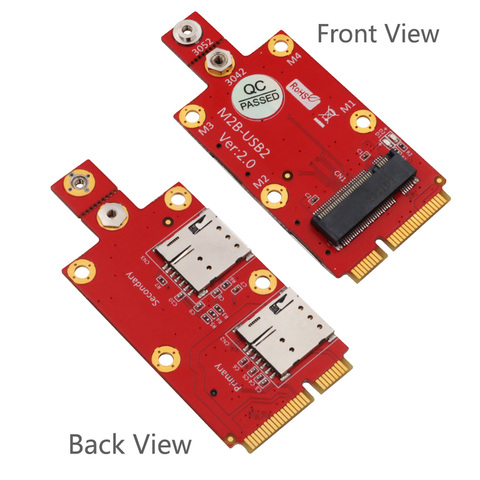 XT-XINTE M.2 Key B to Mini PCI-E Adapter Card with Dual NANO SIM Card Slot for 3G/4G/5G Module for Desktop PC 3042 3052 Card ► Photo 1/1