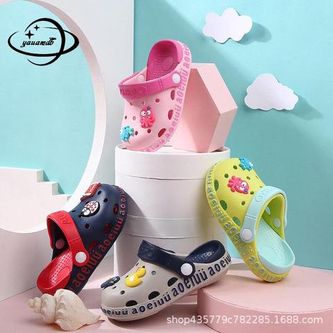 0-6y Kids Mules & Clogs Summer Boys Girls Croc Sandals Flat Heel Cartoon Non-Slip Soft Beach Slippers Children Garden Shoes C12 ► Photo 1/6