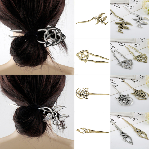 Viking Hairpins Jewelry Hair Large Celtics Knots leaf Vintage Style Nordic Mythology Hair Clip Women Wedding Hair Accessories ► Photo 1/6
