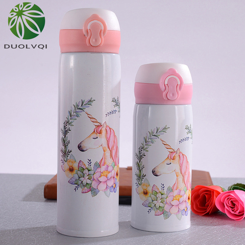 Duolvqi Cute Unicorn Vacuum Flasks Bouncing Lid Vacuum Cup Stainless Steel Thermal Insulation Water Bottle Portable Drinkware ► Photo 1/6