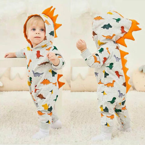 Pudcoco 0-24M Toddler Baby Boy Girl Kid Rompers Long Sleeve Dinosaur Climbing Suit Romper Autumn Hooded Clothes ► Photo 1/6