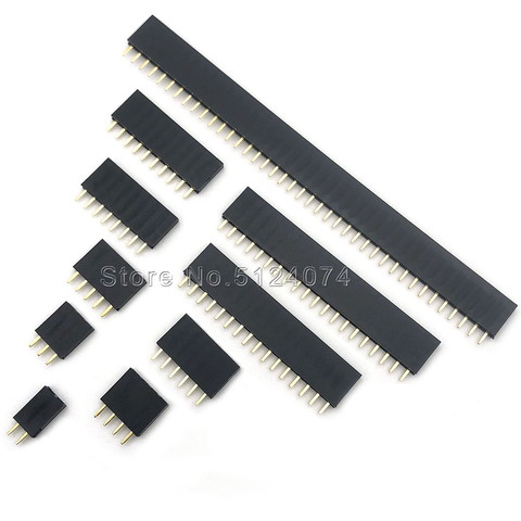 10-200pcs 2.54mm Black single row Female Header Connector 1*2/3/4/5/6/7/8/8/10/11/12/13/14/15/16/17/18/19/20/22/24/25/40Pin ► Photo 1/1