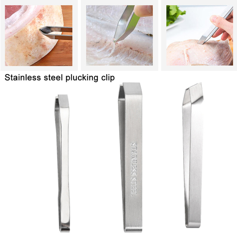 3PCS Fish Bone Tweezers Stainless Steel Flat and Slant Tweezers Pliers Remover Tool CLH@8 ► Photo 1/6