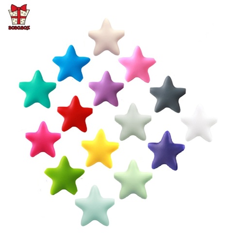 BOBO.BOX 10 pcs Star Silicone Beads Baby Teething BPA Free Silicone Teething Beads Food Grade Baby Chew Teething Necklace DIY ► Photo 1/6