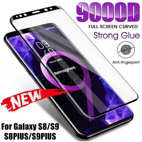 9000D Full Curved Tempered Glass For Samsung Galaxy S8 S9 Plus Note 9 8 Screen Protector For Samsung S6 S7 Edge Protective Film ► Photo 1/6
