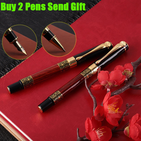 Hot Selling Business Men Metal Ink Fountain Pen Office Executive Rosewood Color Signature Writing Pen Buy 2 Pens Send Gift ► Photo 1/6