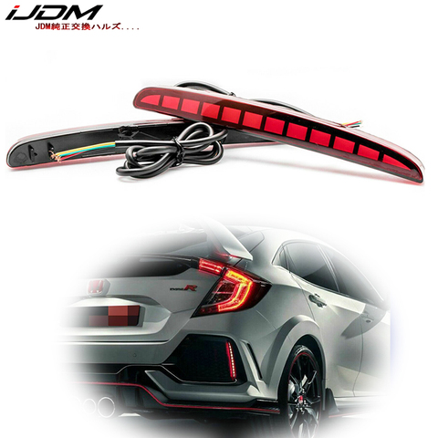 iJDM LED Bumper Reflector Lights For Honda Civic Hatchback, Type-R or SI 4-Door Sedan, Function as Tail, Brake & Rear Fog Lamps ► Photo 1/6