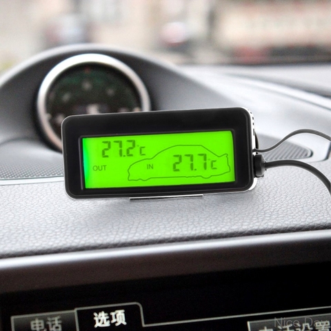 Mini Digital Car LCD Display Indoor Outdoor Thermometer 12V Vehicles 1.5m Cable Sensor M22 20 Dropship ► Photo 1/5