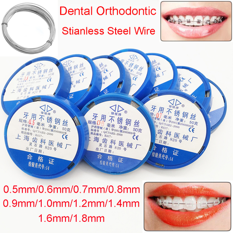 50g Dental Orthodontic Stainless Steel Wire  0.5/0.6/0.7/0.8/0.9/1/1.2/1.4/1.8