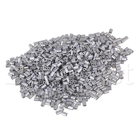 1000 x Sliver Oval Shape Aluminum Sleeves Clamps Wire Rope Swage Clips M0.5 ► Photo 1/3