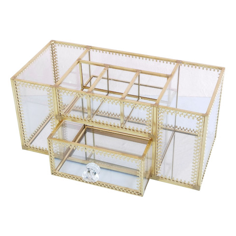 Glass Cosmetic Makeup Pen Organizer Jewelry Drawer Storage Box Display Case ► Photo 1/6