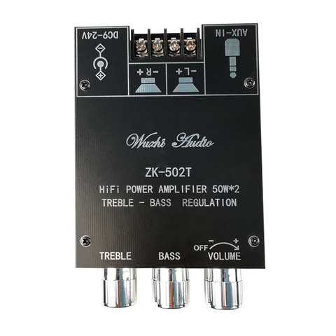 ZK-502T TPA3116D2 Bluetooth 5.0 Subwoofer Amplifier Board 2.0 Channel High Power Audio Stereo Amplifier Board 50W*2 Bass ► Photo 1/3