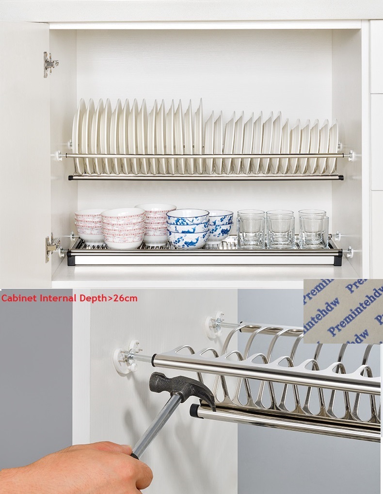 DIY 2-Tier Stainless Steel Cabinet Dish Drying Rack Plate Storage  Organizer, Dish Drainer Cabinet Bowl Plate Holder - Price history & Review, AliExpress Seller - Ningbo Dennis Trading Co., Ltd. Store