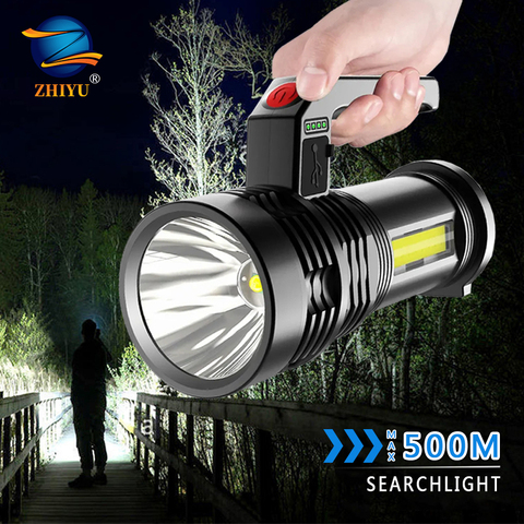 ZHIYU Portable Handheld Floodlight Powerful Light COB Side Light Flashlight USB Rechargeable Outdoor Searchlight Household Light ► Photo 1/6