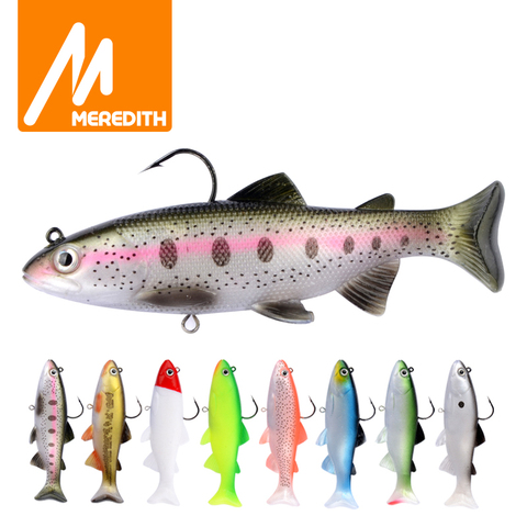 MEREDITH 12cm 15cm Trout Lead Head PVC Fishing Lures Swimming T Tail Silicone Lead Soft Lures Artificial Baits Swimbait Wobblers ► Photo 1/6