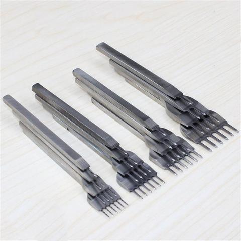4Pcs 3/4/5/6mm Spacing Punch Tool For Leather Hole Punches Tool Lacing Stitching Sewing DIY Leather Craft Tools 1/2/4/6 Prong ► Photo 1/6