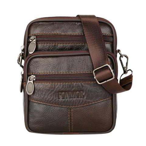 Mens Leather Small Messenger Bag Multi-Pockets Business Satchels Genuine Leather Crossbody Bags Fanny Belt Packs Phone Pouch ► Photo 1/6