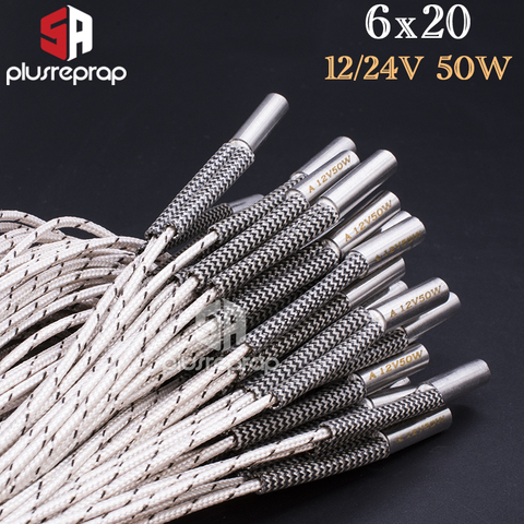 5pcs/lot 6x20mm Ceramic Cartridge Heater 12V 40W / 24V 40W for CNC 3D Printer Prusai3 Mendel Print Head HotEnd J-Head ► Photo 1/2