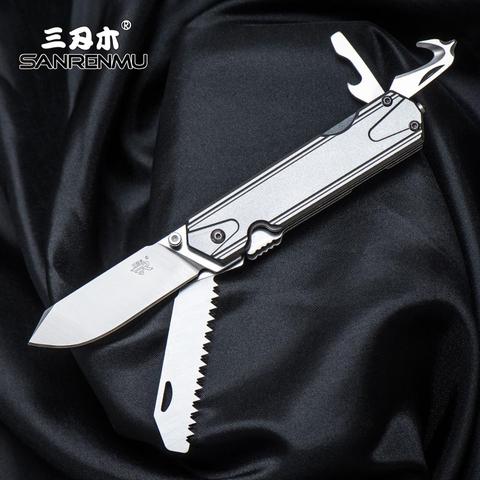 EDC Survival Outdoor Camping Pocket Folding Knife  Liner Multifunction Tool Saw 12C27 Stainless Steel 7117 Sanrenmu ► Photo 1/6