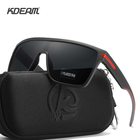 KDEAM Luxury One Piece Polarized Sunglasses For Men Women Plastic Titanium Frame With 1.1 mm Thickness Polarizing Sun Glasses ► Photo 1/6