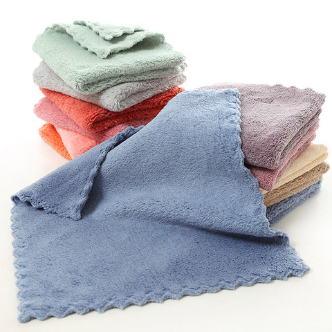 Microfiber Absorbent Thicker Scouring Pad Rag, Non-stick Oil Dish Wash Cloth Towel Kitchen Cleaning Wiping Tools kids Hand towel ► Photo 1/5