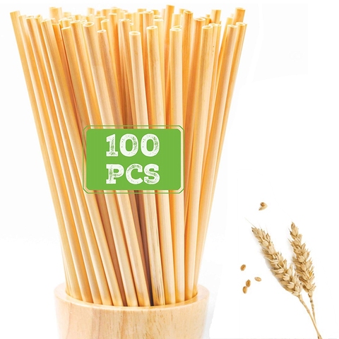 100pcs 20cm Disposable Wheat Straw Eco-Friendly Natural Wheat Drinking Straws Portable Environmentally Straws Bar Accessory ► Photo 1/6