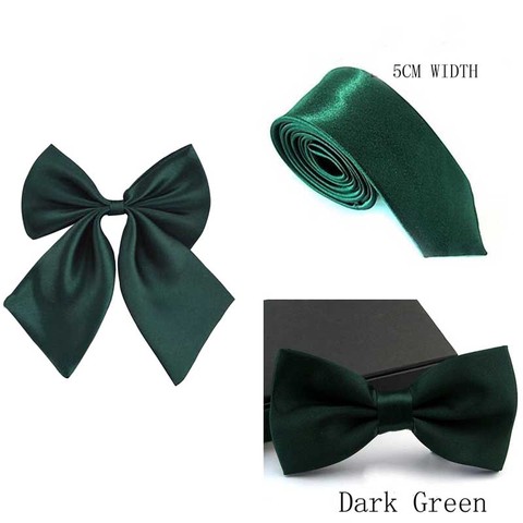 Wedding Prom Mens Bowties and Pocket Squares  Bowtie Men Bow Tie + Necktie + Handkerchief Set Ties  men accessories  dark green ► Photo 1/6