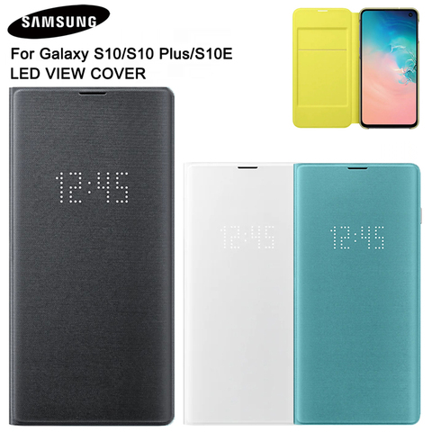 SAMSUNG Original LED Leather Flip Cover Leather Case Etui for Samsung Galaxy S10 X SM-G9730 S10 Plus SM-G9750 S10E S10 E G9700 ► Photo 1/6