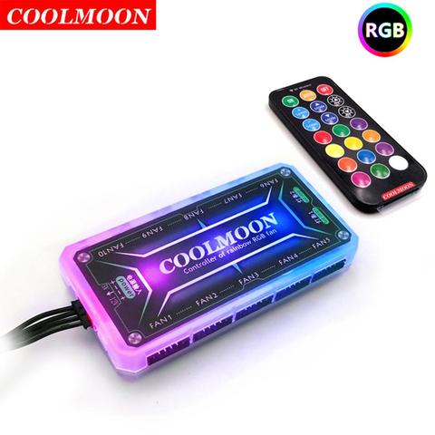 COOLMOON RGB Fans Remote Controller DC12V 5A Color Controller with 10 6Pin Fan Ports 2 4Pin Light Bar Ports for COOLMOON Fans ► Photo 1/6