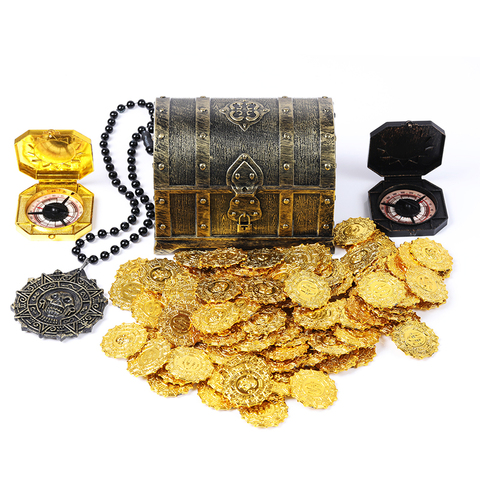 100pcs Plastic Gold Treasure Coins Pirate Gold Coins Props Toys Halloween Decoration Kids Birthday Party Props Accessories ► Photo 1/6