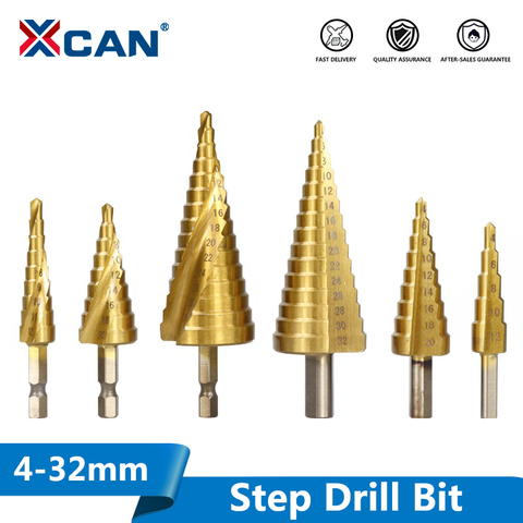 4-32mm Titanium Coated Pagoda Shape Step Drill Bit HSS Triangle Shank Hole Drill Cone Drill Bit Step Drill ► Photo 1/6