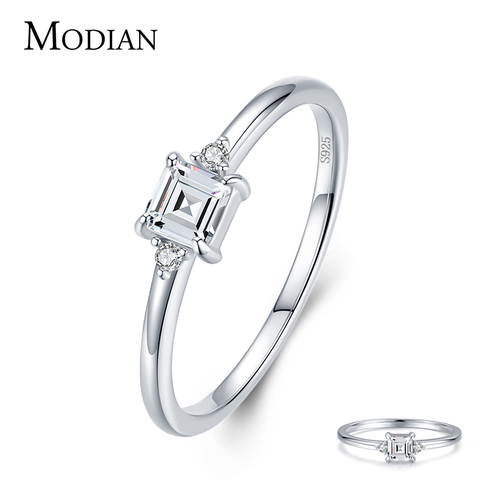 Modian Classic Square Ring Charm 925 Sterling Silver Emerald cut Zircon Finger Rings For Women Wedding Fine Jewelry Wiht Box ► Photo 1/6