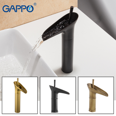 GAPPO Basin Faucet antique brass waterfall faucet basin sink faucet mixer tap bathroom water taps deck mounted faucetY10539 ► Photo 1/6