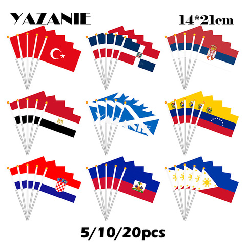 YAZANIE 14*21cm 5/10/20pcs Turkey Dominican Republic Serbia Egypt Scotland Venezuela Croatia Haiti Philippines Small Hand Flag ► Photo 1/6