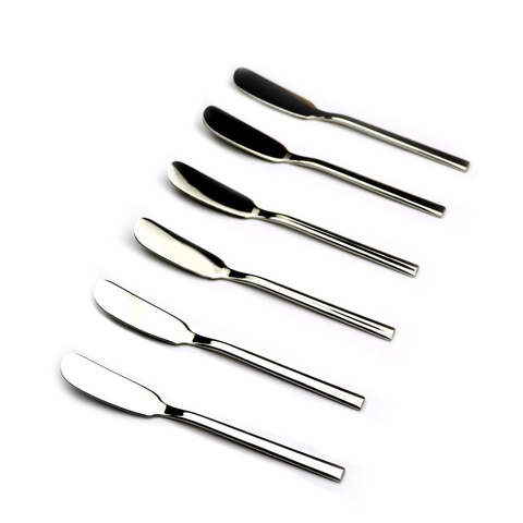 6Pcs/Lot Stainless Steel 18/10 Butter Knife Set Thickness Cheese Dessert Cutlery Jam Spreader Breakfast Tool Kitchen Tableware ► Photo 1/6