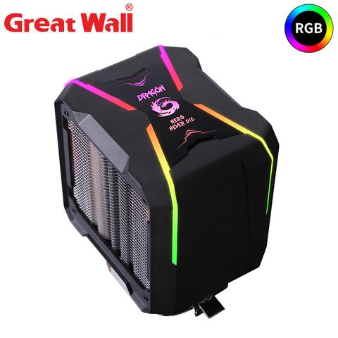 Great Wall PWM CPU Cooler 4PIN RGB Cooling AM4 90mm Cooling Fan 4Pipes Intel LGA 1150 1151 1155 1156 775 Air CPU Cooler Heatsink ► Photo 1/6